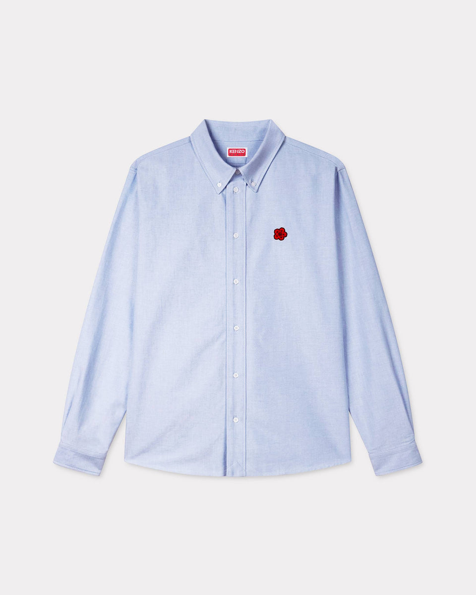 Kenzo Boke Flower Embroidered Shirt In Oxford Cotton Blue