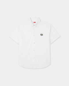 Kenzo Wild Tiger Short Sleeve Shirt In Cotton Poplin White