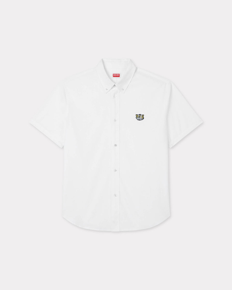 Kenzo Wild Tiger Short Sleeve Shirt In Cotton Poplin White