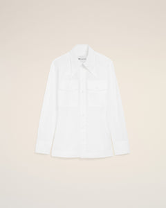 AmiParis White Cotton Sharp Collar Fitted Shirt Women's