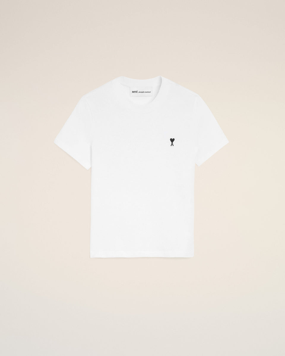 White Cotton Ami De Coeur Cropped T-Shirt Women's