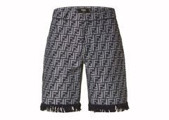 Fendi FF Monogram Denim Shorts Blue