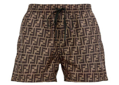 Fendi FF Motif Swim Shorts Brown
