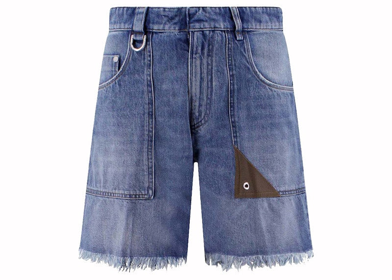 Fendi Logo-Oatch Denim Shorts Blue