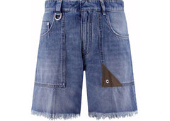 Fendi Logo-Oatch Denim Shorts Blue