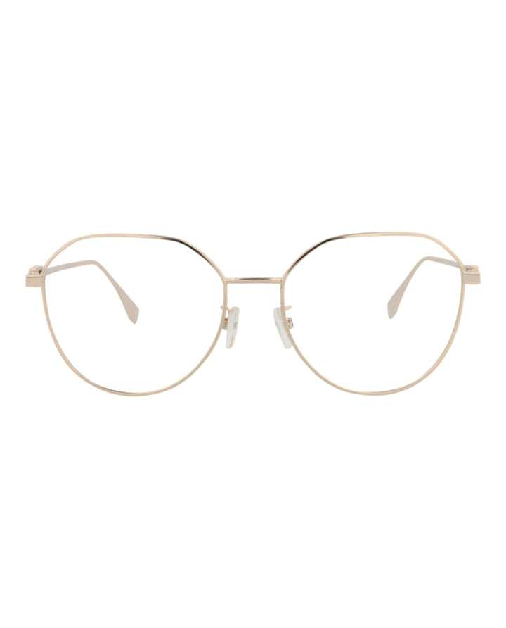 Fendi Round-Frame Metal Optical Frames Gold Gold Transparent (FE50042U-55-028)