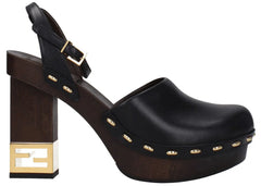 Fendi Vitello Ankle-Strap Clog Black (Women's)