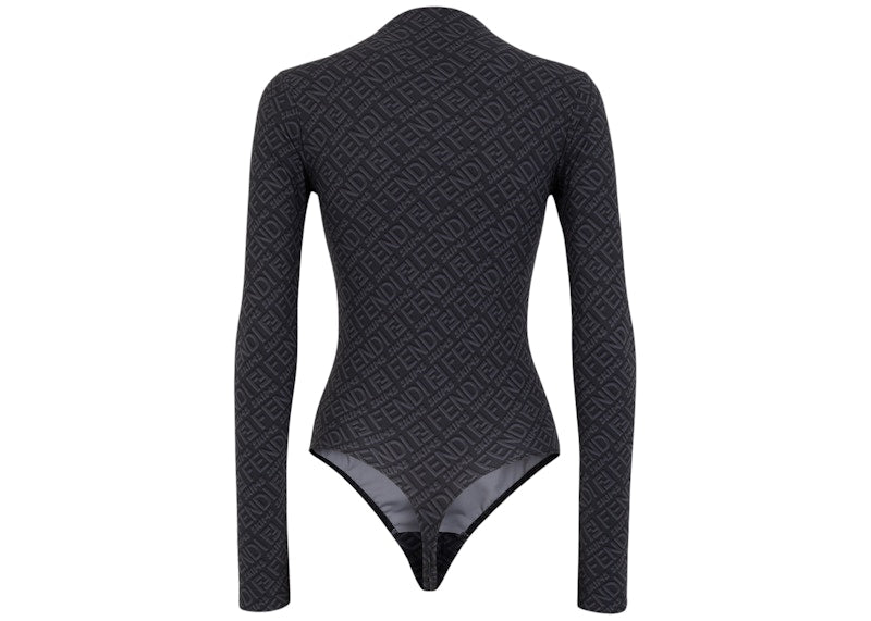 Fendi x SKIMS Mock Neck Long Sleeve Bodysuit Black