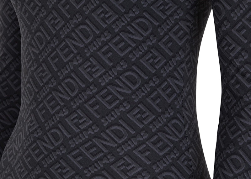 Fendi x SKIMS Mock Neck Long Sleeve Bodysuit Black