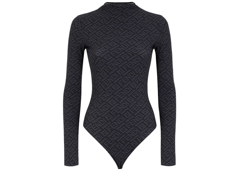 Fendi x SKIMS Mock Neck Long Sleeve Bodysuit Black
