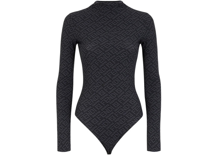 Fendi x SKIMS Mock Neck Long Sleeve Bodysuit Black