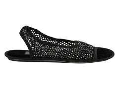 Ferragamo Anio Crystal Embellished Slingback Sandals Black (Women's)