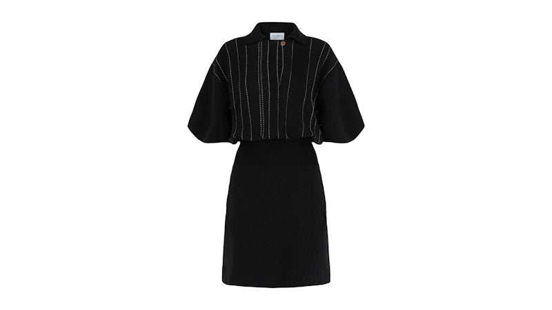 Ferragamo Contrast Stitch Knit Dress Blue