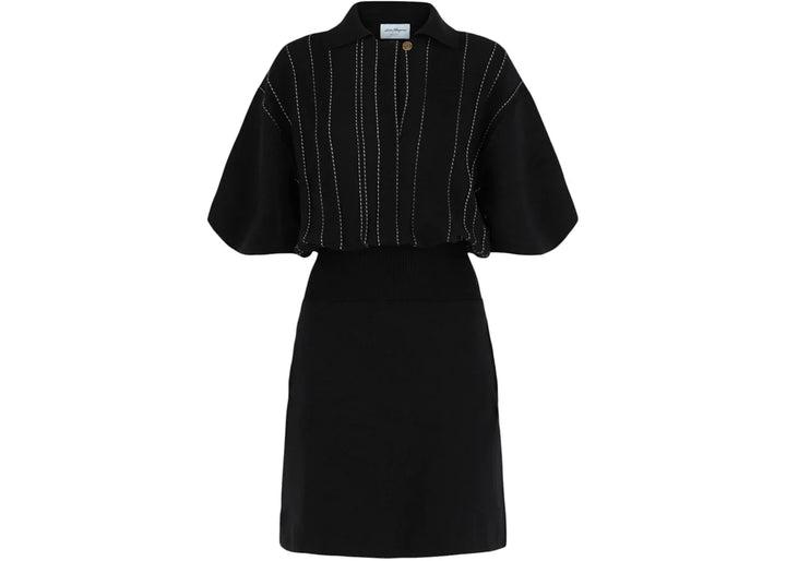 Ferragamo Contrast Stitch Knit Dress Blue
