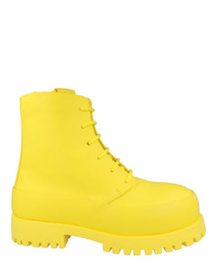 Ferragamo Fede Leather Combat Boots Yellow