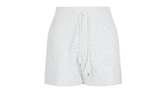 Ferragamo Gancini Pattern Drawstring Shorts White