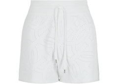 Ferragamo Gancini Pattern Drawstring Shorts White