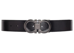 Ferragamo Reversible And Adjustable Gancini Belt Black/Auburn