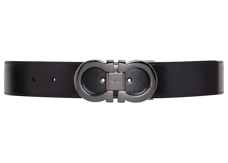 Ferragamo Reversible And Adjustable Gancini Belt Black/Auburn