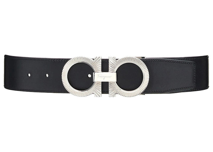 Ferragamo Reversible And Adjustable Gancini Belt Black/Big Sur Soil