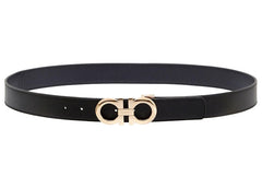 Ferragamo Reversible And Adjustable Gancini Belt Black/Ultra Marine