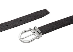 Ferragamo Reversible And Adjustable Gancini Belt Stamped Black/Hickory