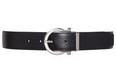 Ferragamo Reversible And Adjustable Gancini Belt Stamped Black/Hickory