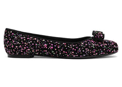 Ferragamo Varina Leather Ballerina Shoes Black Multi (Women's)