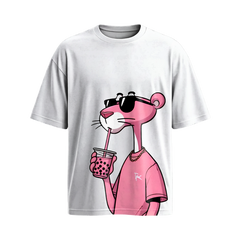 Forfksake Pink Panther Boba Tea White T-Shirt