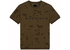 Givenchy 2 Layers Classic Fit Hole T-Shirt Khaki