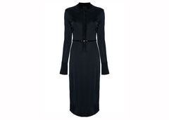 Givenchy Belted Polo-Collar Midi Dress Navy Blue