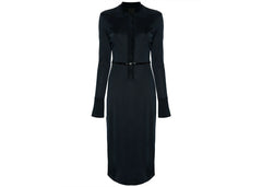 Givenchy Belted Polo-Collar Midi Dress Navy Blue
