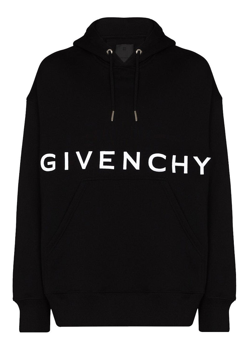 Givenchy Front Logo Heavy Brushed Hoodie Black