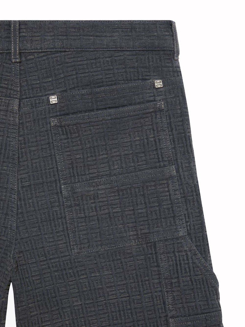 Givenchy Monogram 4G Logo Denim Shorts Charcoal