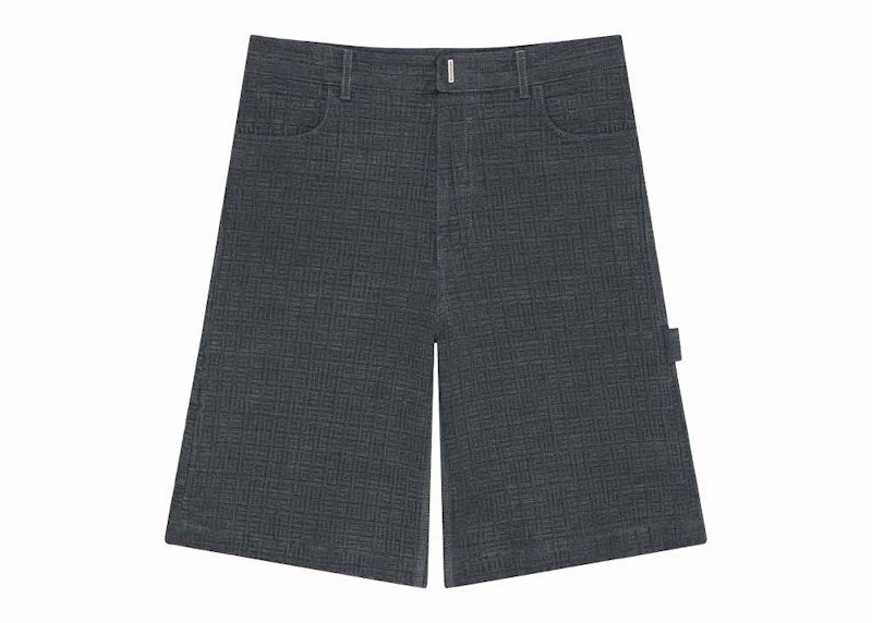 Givenchy Monogram 4G Logo Denim Shorts Charcoal