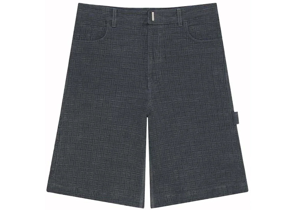 Givenchy Monogram 4G Logo Denim Shorts Charcoal