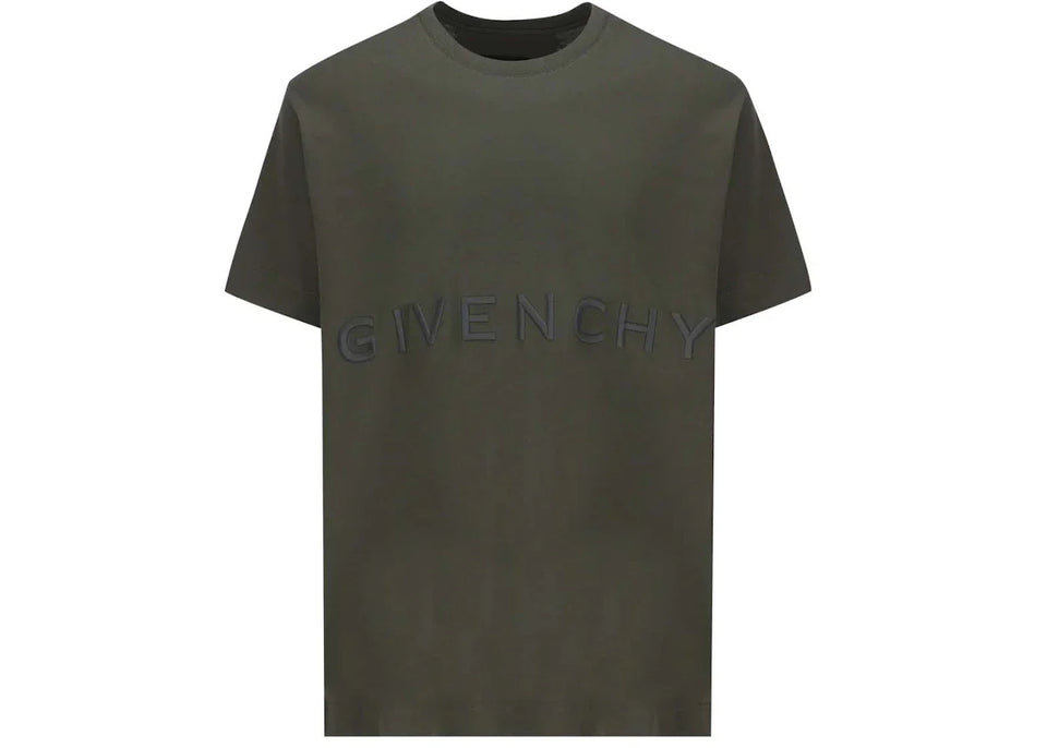 Givenchy Oversized Embroidered Logo T-Shirt Greyish Green