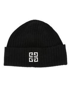Givenchy Ribbed Embroidered Logo Beanie Black/White