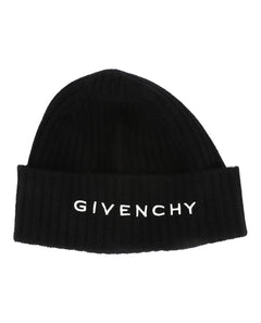 Givenchy Ribbed Embroidered Logo Beanie Black/White