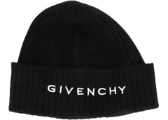Givenchy Ribbed Embroidered Logo Beanie Black/White