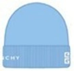Givenchy Ribbed Embroidered Logo Beanie Light Blue