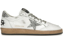 Golden Goose Ball Star White Silver Glitter Womens