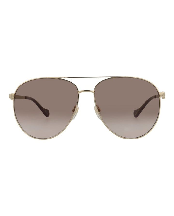 Gucci Aviator-Frame Metal Sunglasses Gold Gold Brown (GG1088S-30012964-002)