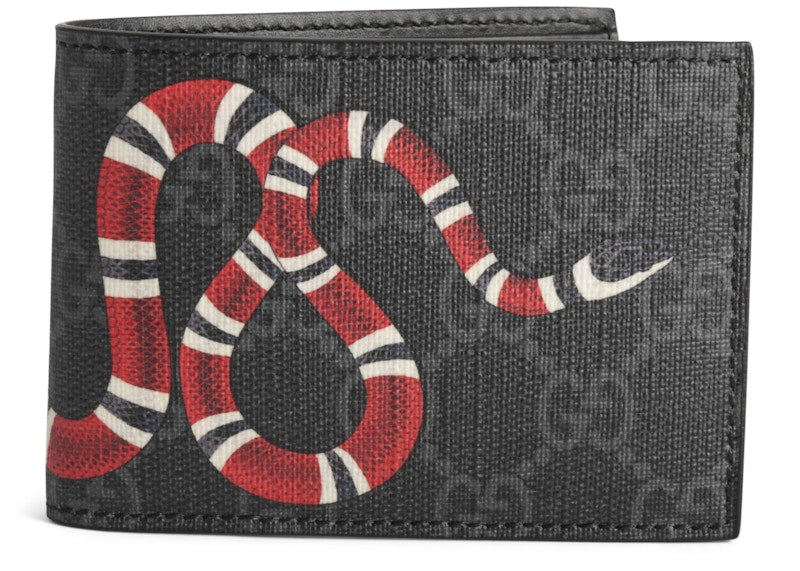 Gucci Bifold Wallet GG Supreme Kingsnake (4 Card Slots) Black