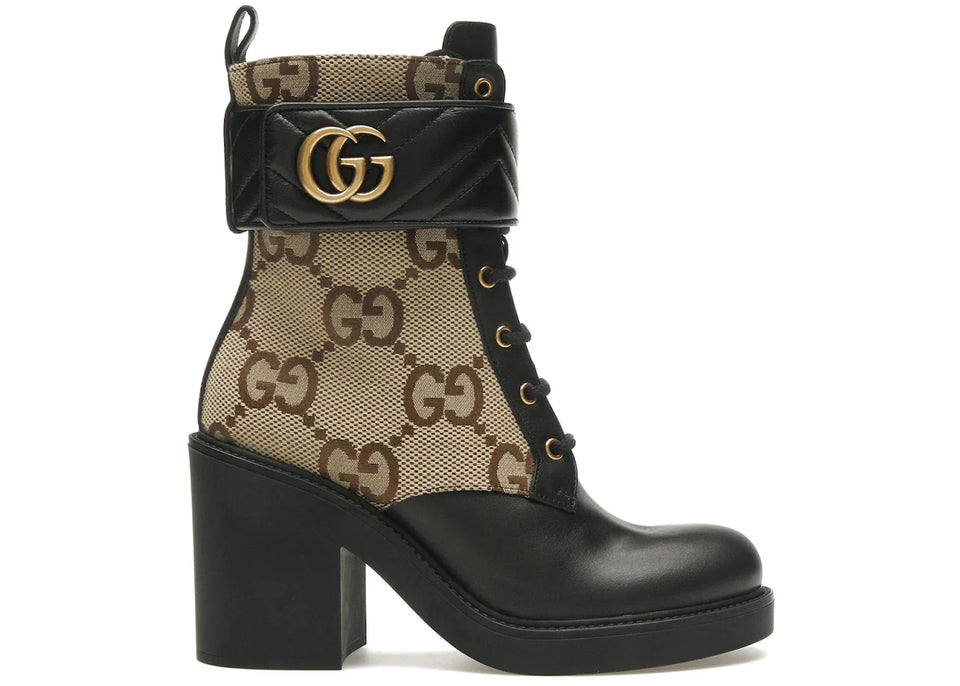 Gucci Double G Ankle Boots Camel Ebony Womens