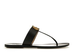Gucci Double G Thong Sandal Black Leather