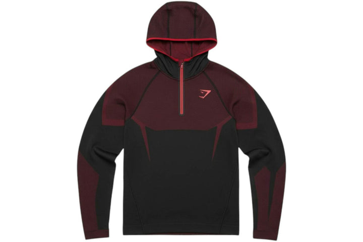 Gymshark Onyx 5.0 Seamless Hoodie Black/Carmine Red