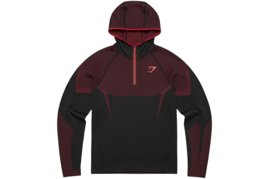 Gymshark Onyx 5.0 Seamless Hoodie Black/Carmine Red