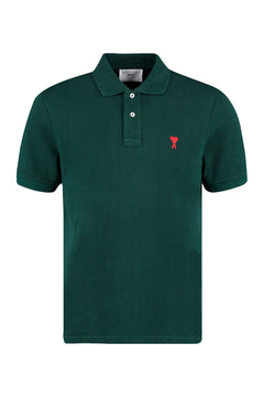 AMI PARIS Shorts sleeve cotton polo shirt Green
