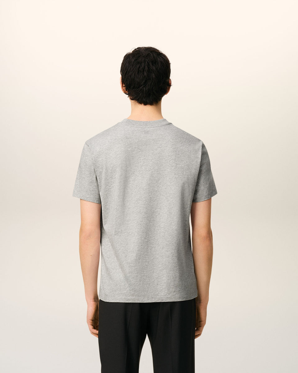 AmiParis Grey Cotton Contrasted Adc T-Shirt